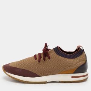 Loro Piana Multicolor Knit Fabric and Leather 360 Flexy Walker Low Top Sneakers Size 41