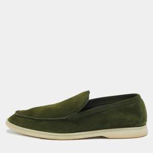 Pre Owned Loro Piana Green Suede Harrods Walk Slip On Loafers Size 43