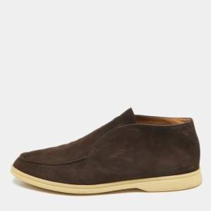 Loro Piana Brown Suede Open Walk Ankle Length Boots Size 44