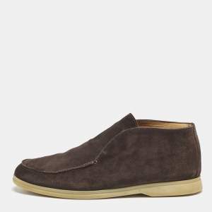 Pre Owned Loro Piana Brown Suede Open Walk Ankle Boots Size 42