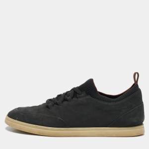 Loro Piana Green Fabric and Nubuck Leather 360 Flexy Walker Lace Up Sneakers Size 42