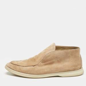 Loro Piana Beige Suede Open Walk Ankle Boots Size 43