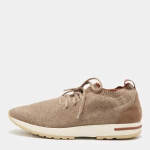 Loro Piana Beige Fabric 360 LP Flexy Walk Low Top Sneakers Size 40