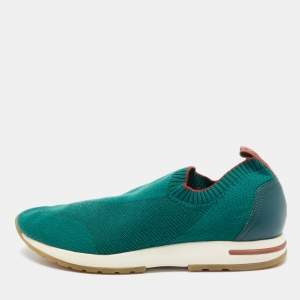 Pre Owned Loro Piana Green Knit Fabric 360 LP Flexy Walk Sneakers Size 43