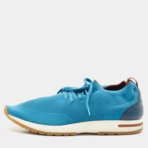 Loro Piana Blue Knit Fabric 360 LP Flexy Walk Sneakers Size 44