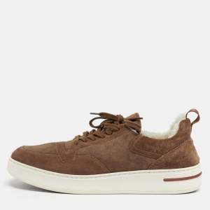 Pre Owned Loro Piana Brown Suede Soho Walk Low Top Sneakers Size 41