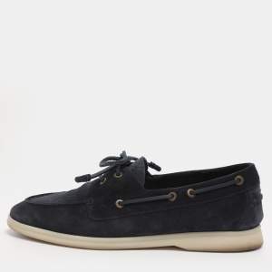 Pre Owned Loro Piana Blue Suede Sea Sail Loafers Size 41.5