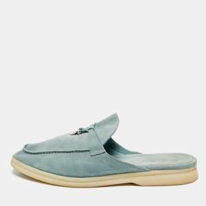 مملوكة مسبقًا Loro Piana Babouche Charms Walk Size 41 Blue Suede Mules