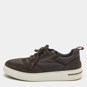 Pre Owned Loro Piana Week End Walk Size 42.5 Brown Neoprene and Suede Lace Up Sneakers