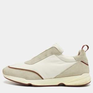 مملوكة مسبقًا Loro Piana Modular Walk Size 43 White/Light Grey Suede and Neoprene Low Top Sneakers