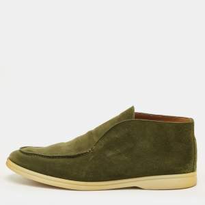 مملوكة مسبقًا Loro Piana Open Walk Size 42.5 Green Suede Ankle Length Boots