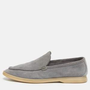 Pre Owned Loro Piana Summer Walk Size 41 Grey Suede Loafers