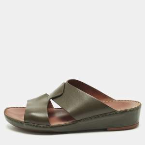 Pre Owned Loro Piana New Buckle Size 43.5 Green Leather Sandals