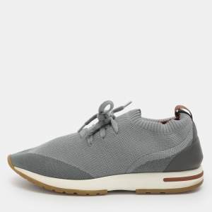 مملوكة مسبقًا Loro Piana 360 LP Flexy Walk Size 41 Grey Knit Fabric Low Top Sneakers