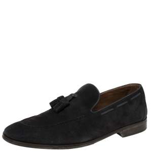Loro Piana Navy Blue Suede Tassel Slip On Loafers Size 42.5