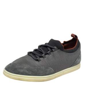 Loro Piana Grey/Black Fabric And Suede Low Top Sneakers Size 44