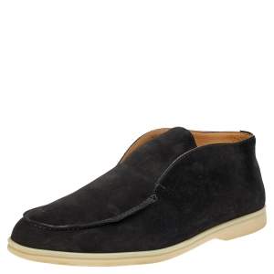Loro Piana Black Suede Open Walk Ankle Boots Size 47