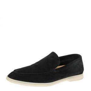 Loro Piana Black Suede Summer Walk Loafers Size 46