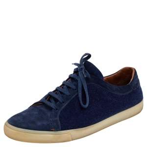 Loro Piana Blue Suede And Wool Freetime Walk Low Top Sneakers Size 43