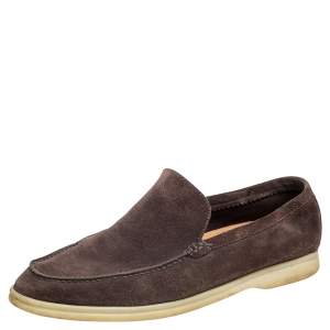 Loro Piana Brown Suede 'Summer Walk' Slip On Loafers Size 42