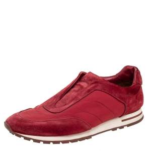 Loro Piana Red Suede And Fabric Flexy Walk Sneakers Size 43