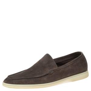 Loro Piana Brown Suede Summer Walk Loafers Size 43 