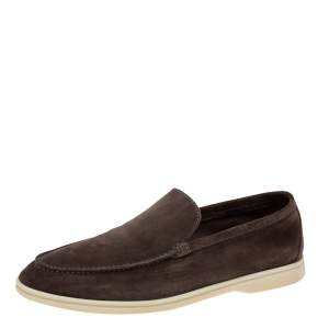 Loro Piana Brown Suede  Summer Walk Loafers Size 45 