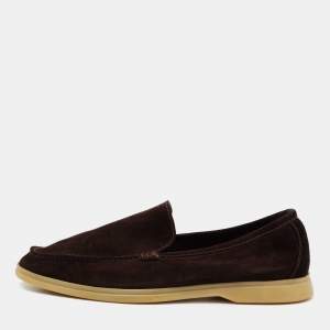 Loro Piana Brown Suede 'Summer Walk' Slip On Loafers Size 41.5