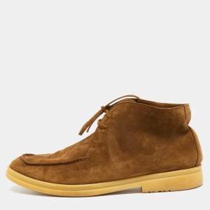 Loro Piana Light Brown Suede Lace Up Ankle Boots Size 42