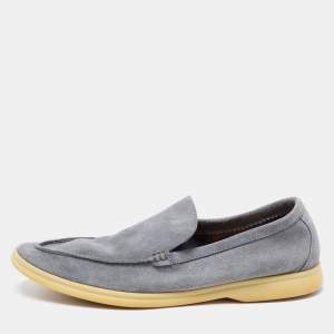 Loro Piana Grey Suede Walk Slip On Loafers Size 43