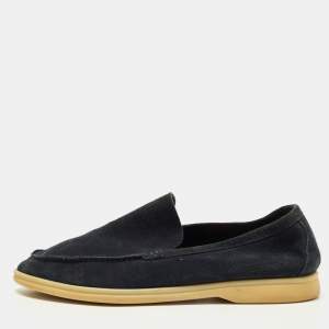 Loro Piana Navy Blue Suede Summer Walks Loafers Size 41