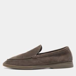 Loro Piana Brown Suede Summer Walk Slip On Loafers Size 43