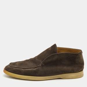 Loro Piana  Dark Grey Suede Open Walk Ankle Boots Size 45