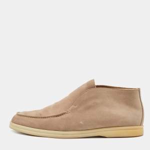 Loro Piana Beige Suede Open Walk Ankle Boots Size 40