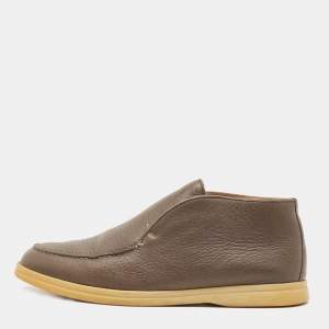 Loro Piana Brown Leather Open Walk Ankle Boots Size 40