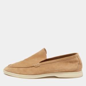 Pre Owned Loro Piana Beige Suede Summer Walk Loafers Size 47