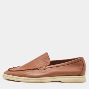 Loro Piana Brown Leather Summer Walk Loafers Size 40