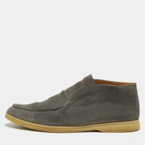 Loro Piana Grey Suede Open Walk Chukka Boots Size 44