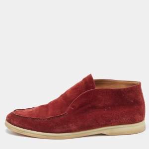 Loro Piana Burgundy Suede Summer Walk Loafers Size 44