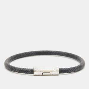 Louis Vuitton Keep It Bracelet Damier Graphite Canvas Silver Tone Bracelet