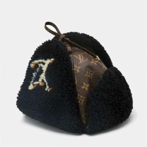 Louis Vuitton Brown Monogram Shearling/Leather Teddy Chapka Hat S
