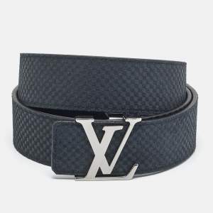 Pre Owned Louis Vuitton LV Initiales 110 CM Buckle Belt Carbon Petit Damier Suede