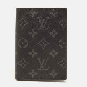 Pre Owned Louis Vuitton Passport Cover Monogram Eclipse Canvas 