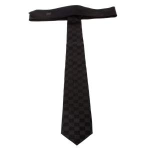 ربطة عنق لوي فيتون حرير جاكار أسود و ذهبي 