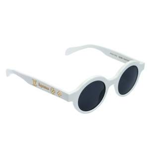 نظارة شمسية لوي فيتون × سوبريم Z0991W داونتاون رصاصية / بيضاء مستديرة