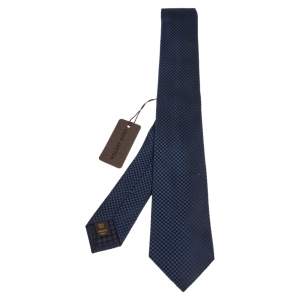 مملوكة مسبقًا Louis Vuitton Navy Blue Damier Silk Tie