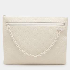 Louis Vuitton White Monogram Taurillon Leather Solar Ray A4 Pouch