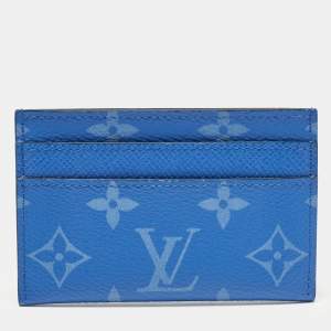 Louis Vuitton Agave Blue Taigarama Canvas Double Card Holder