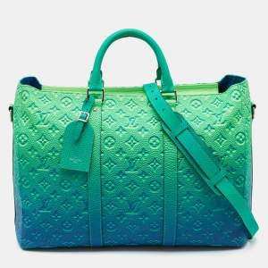 Louis Vuitton Virgil Abloh Green/Blue Monogram Illusion Leather Keepall Tote