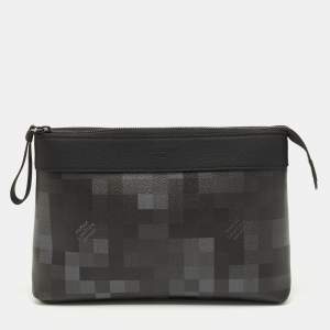 Pre Owned Louis Vuitton Black Damoflage Canvas Pochette Voyage Souple